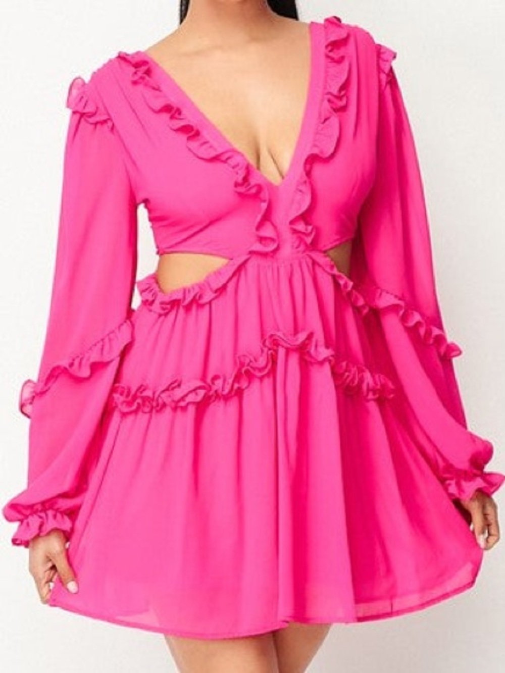 privy Cream Ruffle Mini Dress - Picture 2 of 11